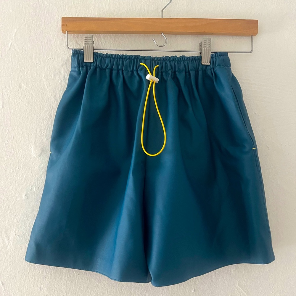 The Frankie Shop Drawstring Faux Leather Shorts